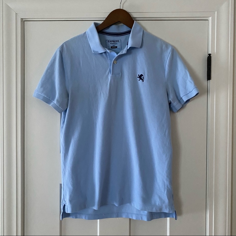 Express Men's Modern Fit Pique Polo Shirt – Light Blue